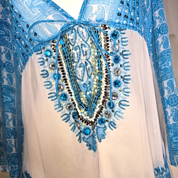 BOSTON PROPER Sequin embellished, top/ bathing suit cover up. Beautifully made - Picture 6 of 7